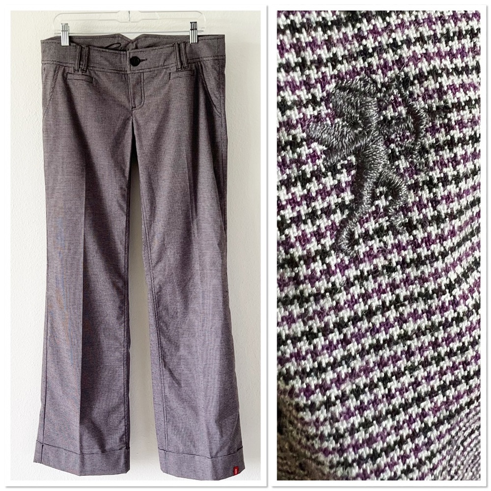NWT EDC by Esprit Y2K Women's Gray Houndstooth Cuffed Wide Leg Trousers Pants 10